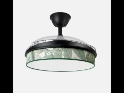 Ventilador DC Moda negro/hoja verde LED 91 cm con mando y memoria