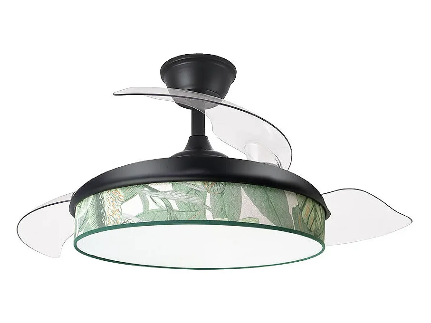 Ventilador DC Moda negro/hoja verde LED 91 cm con mando y memoria