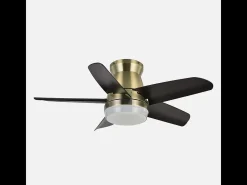 Ventilador Dc Neutron Dorado Led 3 Posiciones Y Mando A Distancia
