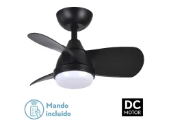 Ventilador Dc Pirdo Negro Led 24w Con 3 Temperaturas