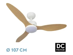 Ventilador Dc Serpa Blanco Haya Led Dimable Y Cct Regulable