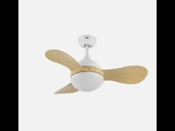Ventilador DC Solido blanco/haya LED 24W con 3 aspas y mando