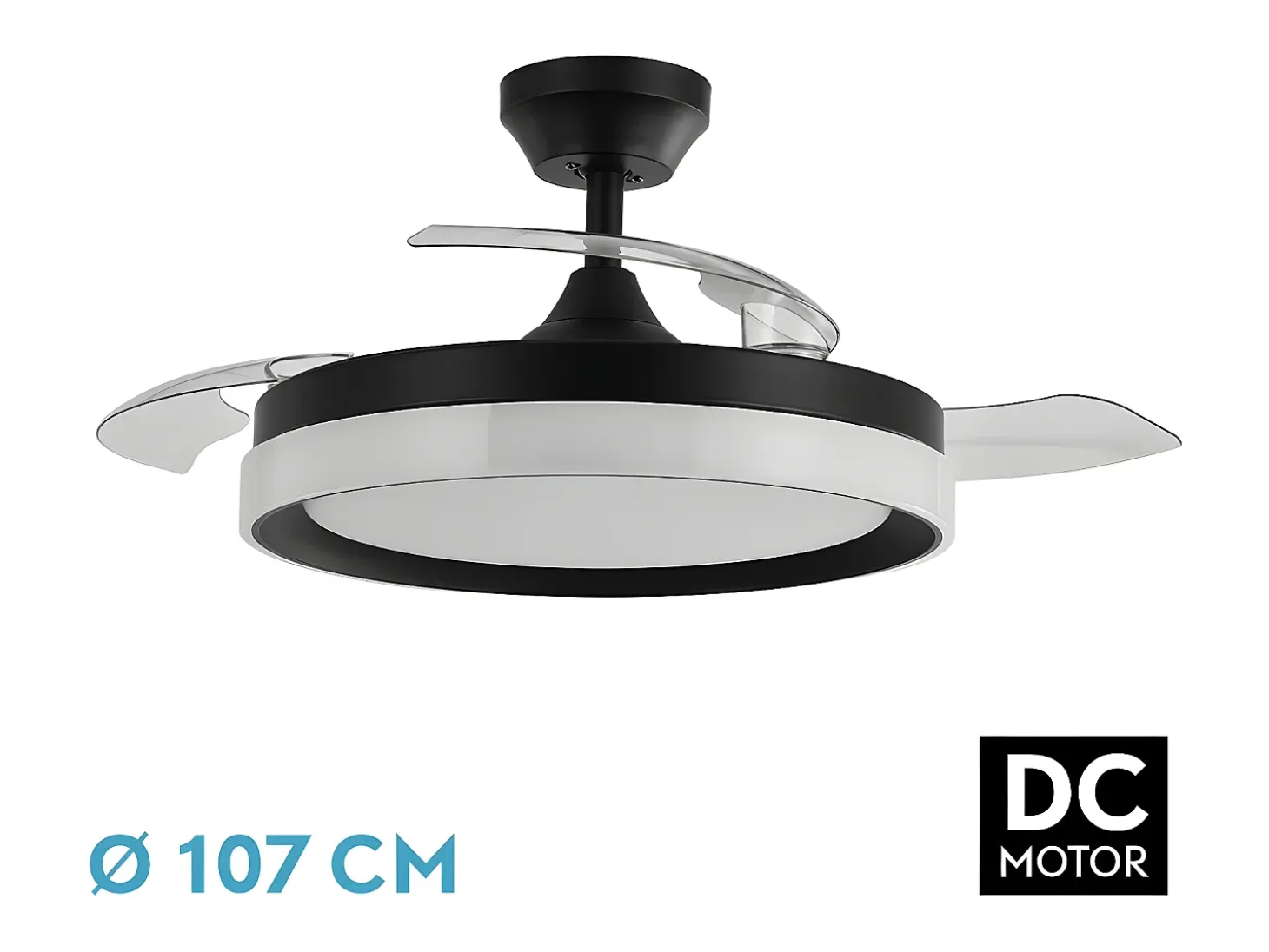 Ventilador Dc Zenit Negro Led Con Memoria Y Control Remoto