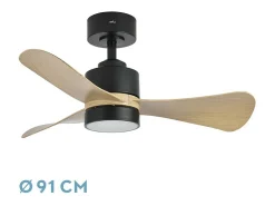 Ventilador Dc Zepelin Negro Led 3 Posiciones Control Remoto