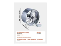Ventilador de Extracción de Ático SucceBuy, Ventilador Axial, 30,5 cm, 36,8 m³/min con Termostato Ajustable