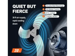 Ventilador de Pared SucceBuy, 44cm, 4000 CFM, 3 Velocidades, Negro, para Refrigerar Almacenes, Invernaderos, Talleres, Patios y Sótanos