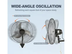 Ventilador de Pared SucceBuy, 44cm, 4000 CFM, 3 Velocidades, Negro, para Refrigerar Almacenes, Invernaderos, Talleres, Patios y Sótanos