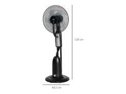 Ventilador de pedestal 2 en 1 con nebulizador de 2,8 L, función de nebulización, de metal, 120 cm de altura, negro (44,5 x 44,5 x 120 cm)
