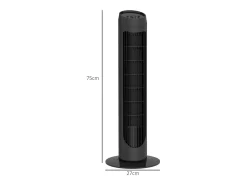 Ventilador de pedestal 3 velocidades, oscilación 70°, diseño compacto, 45 W, ABS, negro (31,5x31,5x117cm)