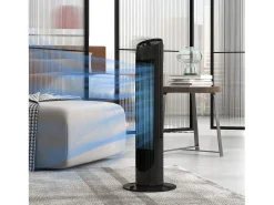 Ventilador de pedestal 3 velocidades, oscilación 70°, diseño compacto, 45 W, ABS, negro (31,5x31,5x117cm)