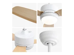 Ventilador de techo 46" con luces, 3 aspas de ABS, motor CC 6 velocidades, control remoto, para dormitorio, sala y oficina (116,8x116,8x54cm)