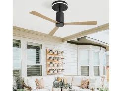 Ventilador de techo 52" con luz LED, 3 aspas de ABS, motor CC reversible, control remoto, para patio y sala (132x132x65,5cm)