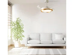 Ventilador de techo Almati Bel Air 72W 4 aspas retráctiles con luz blanco/dorado LED Ø108 cm