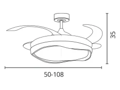 Ventilador de techo Almati Bel Air 72W 4 aspas retráctiles con luz blanco/dorado LED Ø108 cm