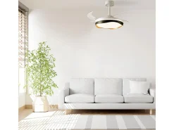 Ventilador de techo Almati Bel Air 72W 4 aspas retráctiles con luz LED negro/dorado Ø108 cm