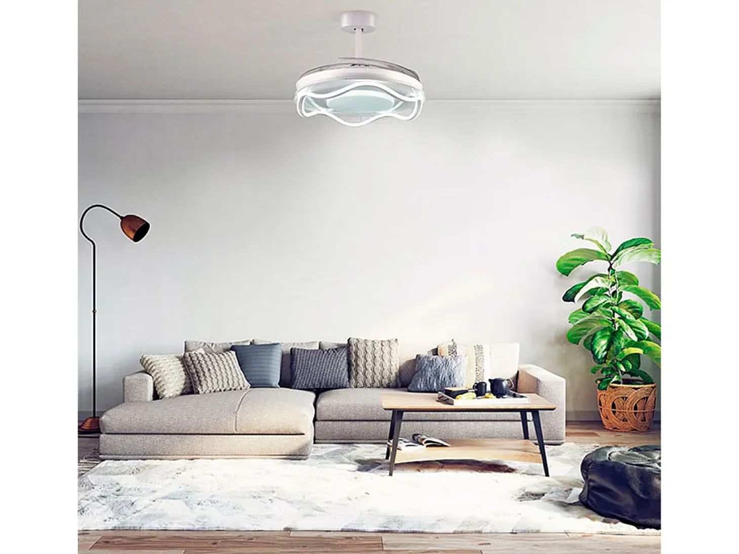 Ventilador de techo Antea Bel Air 80W 4 aspas retráctiles blanco Ø108 cm