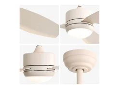 Ventilador de techo beige - Ventilador de techo con luz LED y 3 aspas de ABS - 6 tipos de ventiladores con control remoto - para sala de estar