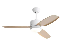 Ventilador de techo blanco - Ventilador de techo con luz LED y 3 aspas de ABS - 6 tipos de ventiladores con control remoto - para sala de estar