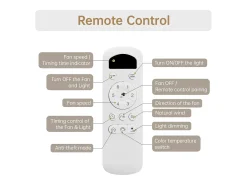 Ventilador de techo blanco de 52 pulgadas - Ventilador de techo de 3 aspas con luces LED - Control remoto de 6 velocidades - para sala de estar