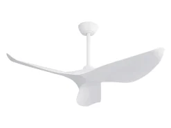 Ventilador de techo blanco con control remoto de 6 velocidades y aspas de ABS para dormitorio y sala de estar.