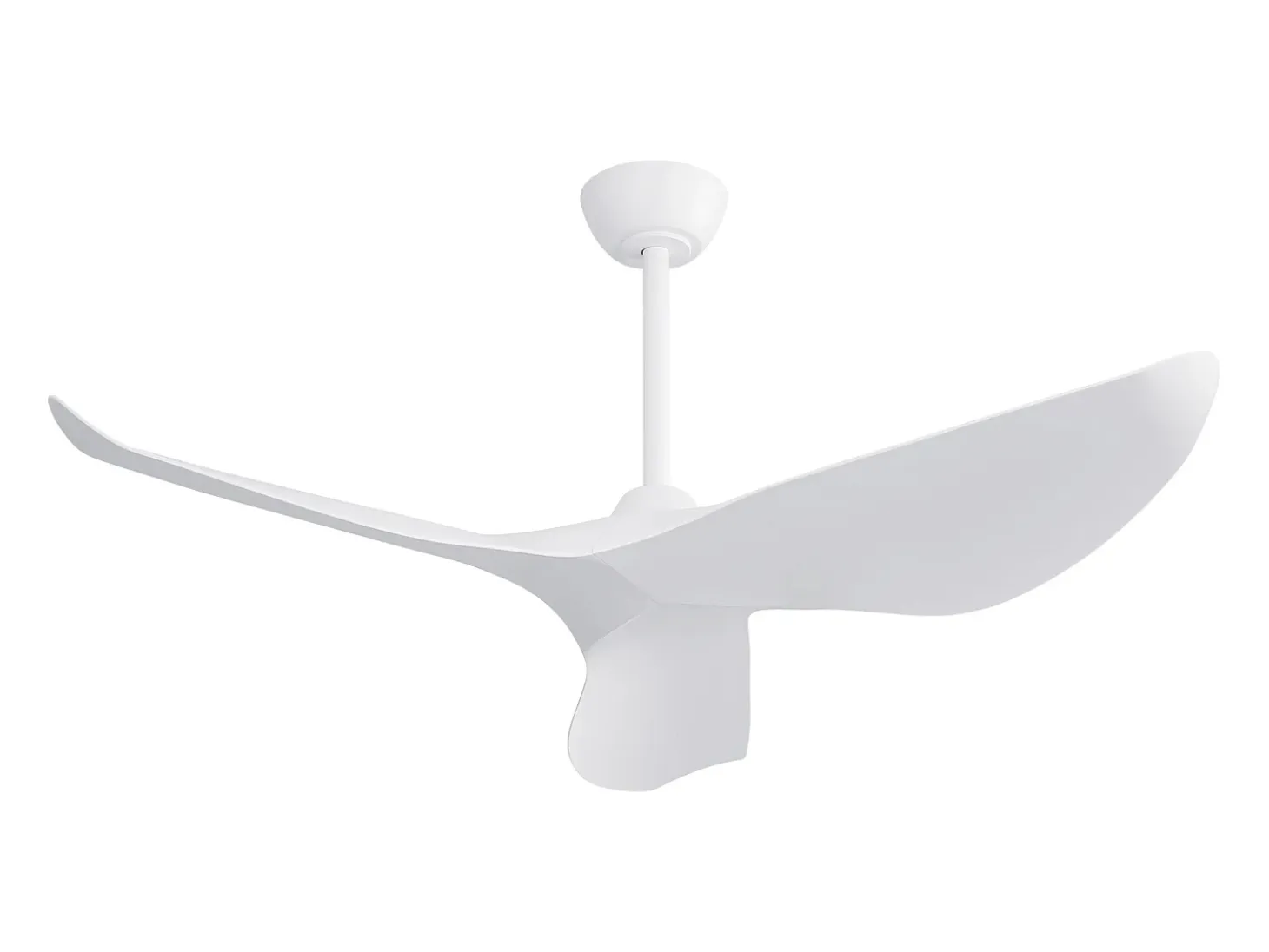 Ventilador de techo blanco con control remoto de 6 velocidades y aspas de ABS para dormitorio y sala de estar.