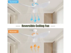 Ventilador de techo blanco con control remoto de 6 velocidades y aspas de ABS para dormitorio y sala de estar.