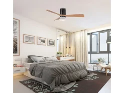 Ventilador de techo Cefiro On Bel Air 40W 3 aspas con luz LED negro/haya Ø130 cm