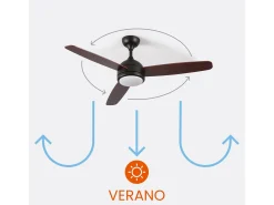 Ventilador de Techo con Luz 3 Aspas 56W 6 Velocidades Vermont Madera Oscura Thinia Home