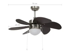 Ventilador de techo con lámpara marrón oscuro 76 cm