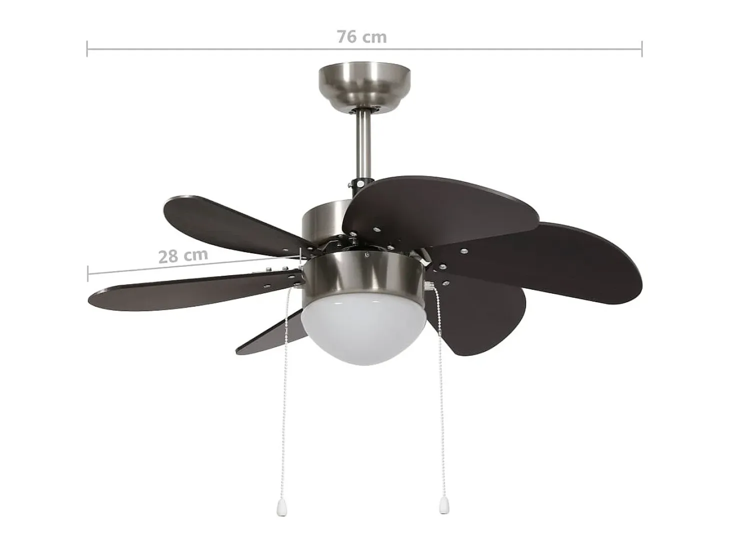 Ventilador de techo con lámpara marrón oscuro 76 cm