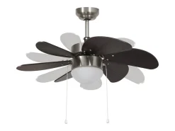 Ventilador de techo con lámpara marrón oscuro 76 cm
