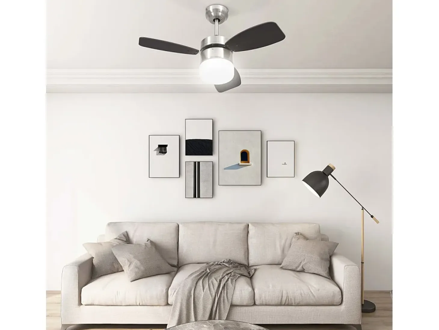 Ventilador de techo con luz con mando marrón oscuro 76 cm ES392597
