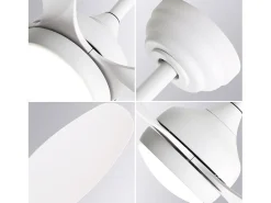 Ventilador de techo con luz, mando a distancia, 6 velocidades, motor DC reversible, ABS, blanco (106,6x106,6x47,5 cm)