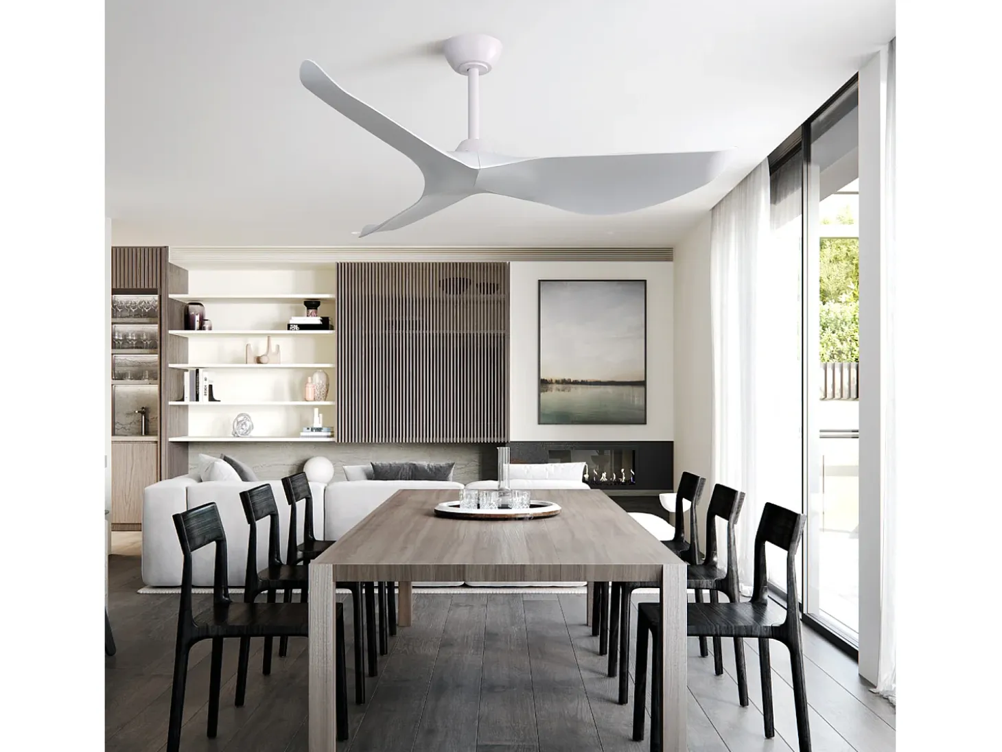 Ventilador de techo de 52" - Con control remoto de 6 velocidades - 3 aspas de ABS - Blanco