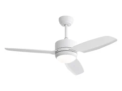 Ventilador de techo de 116,8 cm, 3 aspas de ABS con LED, 6 velocidades, motor CC reversible, blanco