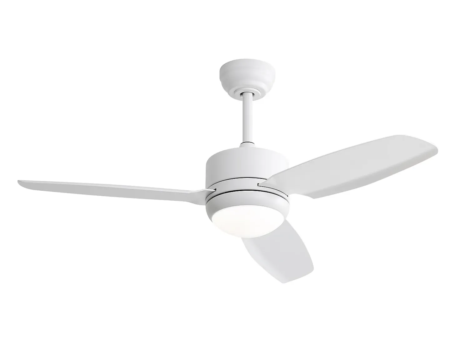 Ventilador de techo de 116,8 cm, 3 aspas de ABS con LED, 6 velocidades, motor CC reversible, blanco