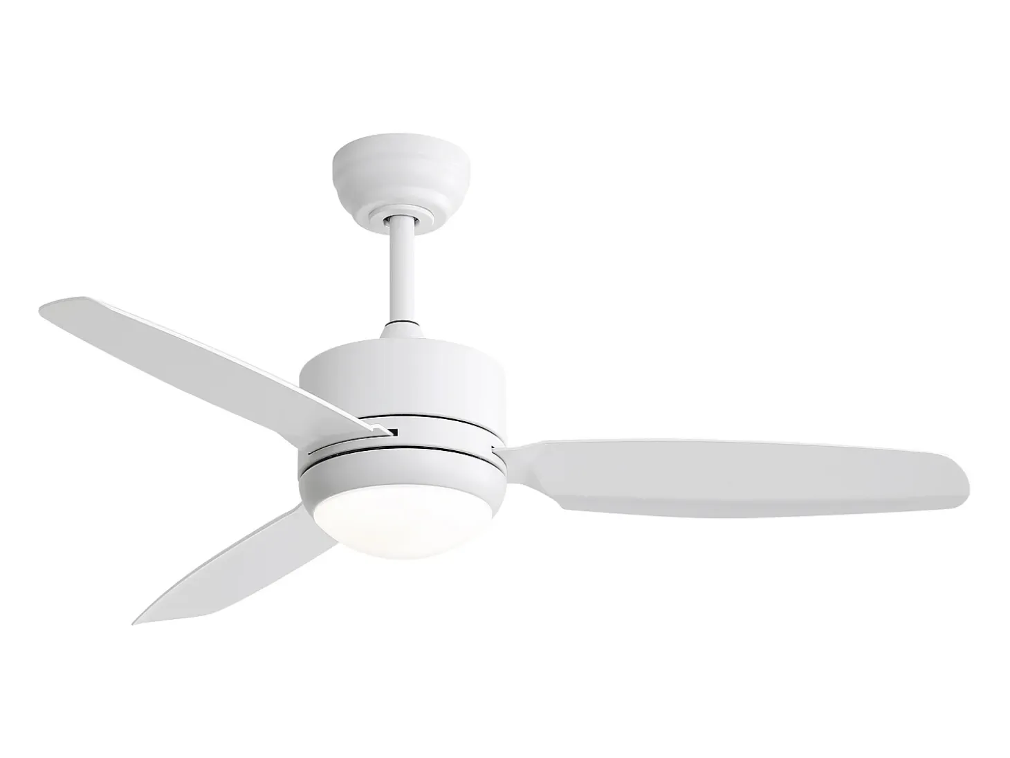 Ventilador de techo de 116,8 cm, 3 aspas de ABS con LED, 6 velocidades, motor CC reversible, blanco