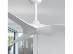 Ventilador de techo de 132 cm, 3 aspas curvas, con mando a distancia, 6 velocidades y temporizador, motor CC reversible, color blanco
