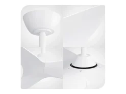 Ventilador de techo de 96,5 cm, 3 aspas con mando a distancia, 6 velocidades y temporizador ajustable, motor DC reversible, color blanco