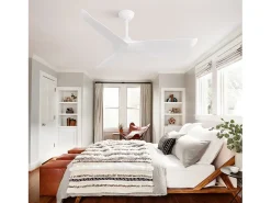 Ventilador de techo de 96,5 cm, 3 aspas con mando a distancia, 6 velocidades y temporizador ajustable, motor DC reversible, color blanco