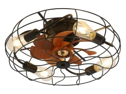 Ventilador de techo de 20 pulgadas - Ventilador de techo con bombilla y 7 aspas de ABS - 6 velocidades ajustables - para sala de estar