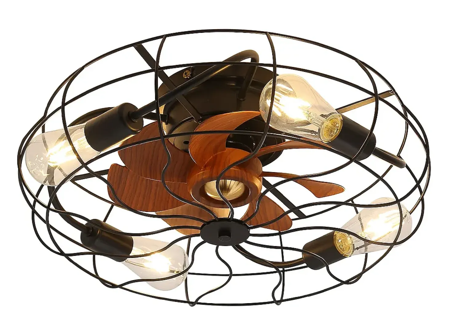 Ventilador de techo de 20 pulgadas - Ventilador de techo con bombilla y 7 aspas de ABS - 6 velocidades ajustables - para sala de estar