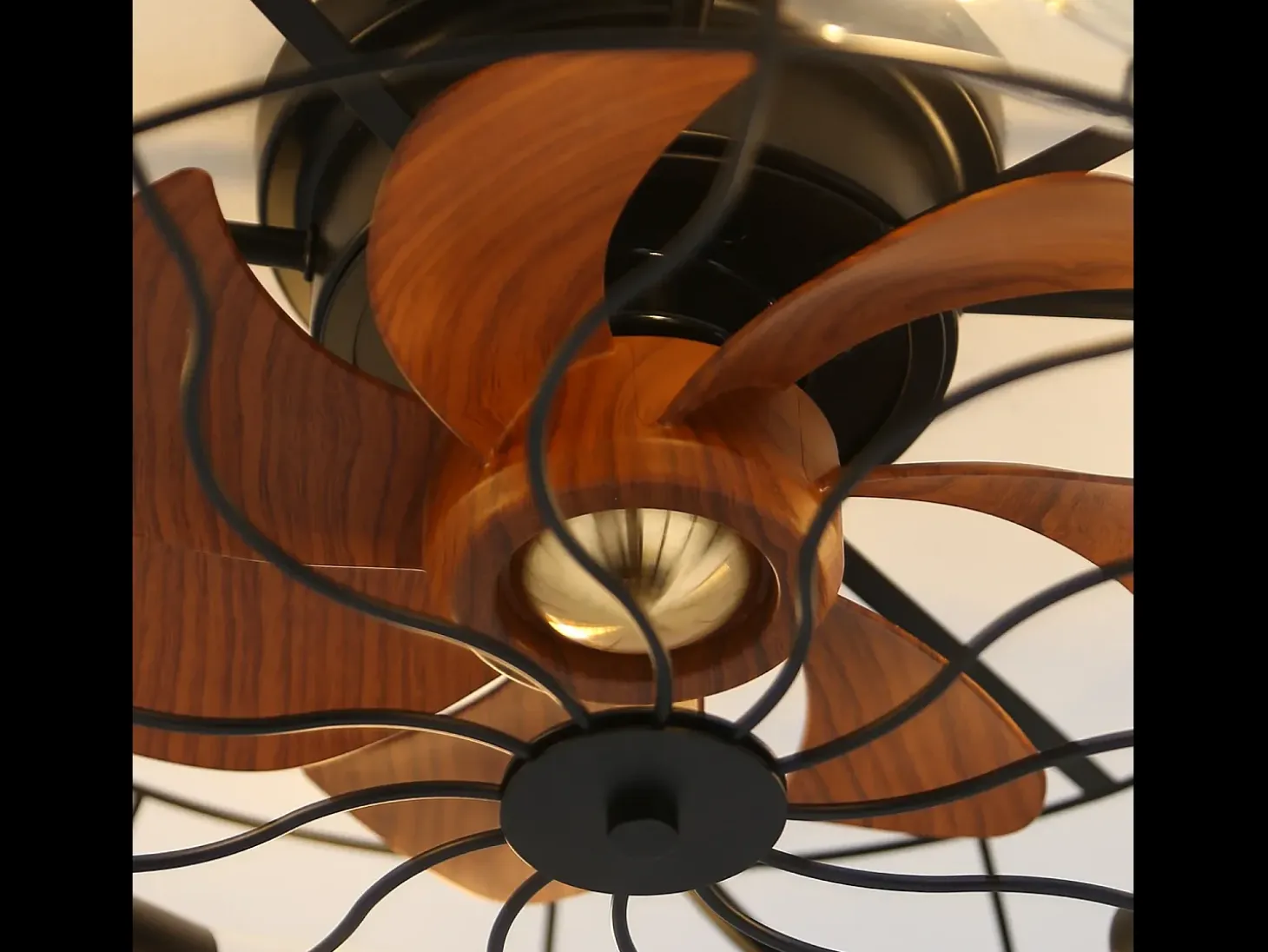 Ventilador de techo de 20 pulgadas - Ventilador de techo con bombilla y 7 aspas de ABS - 6 velocidades ajustables - para sala de estar