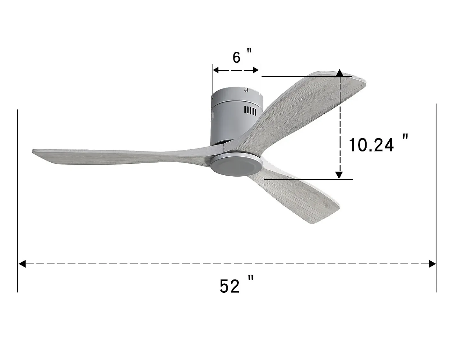 Ventilador de techo de 52 pulgadas - Ventilador de techo de 3 aspas con control remoto - 6 velocidades - para sala de estar y dormitorio