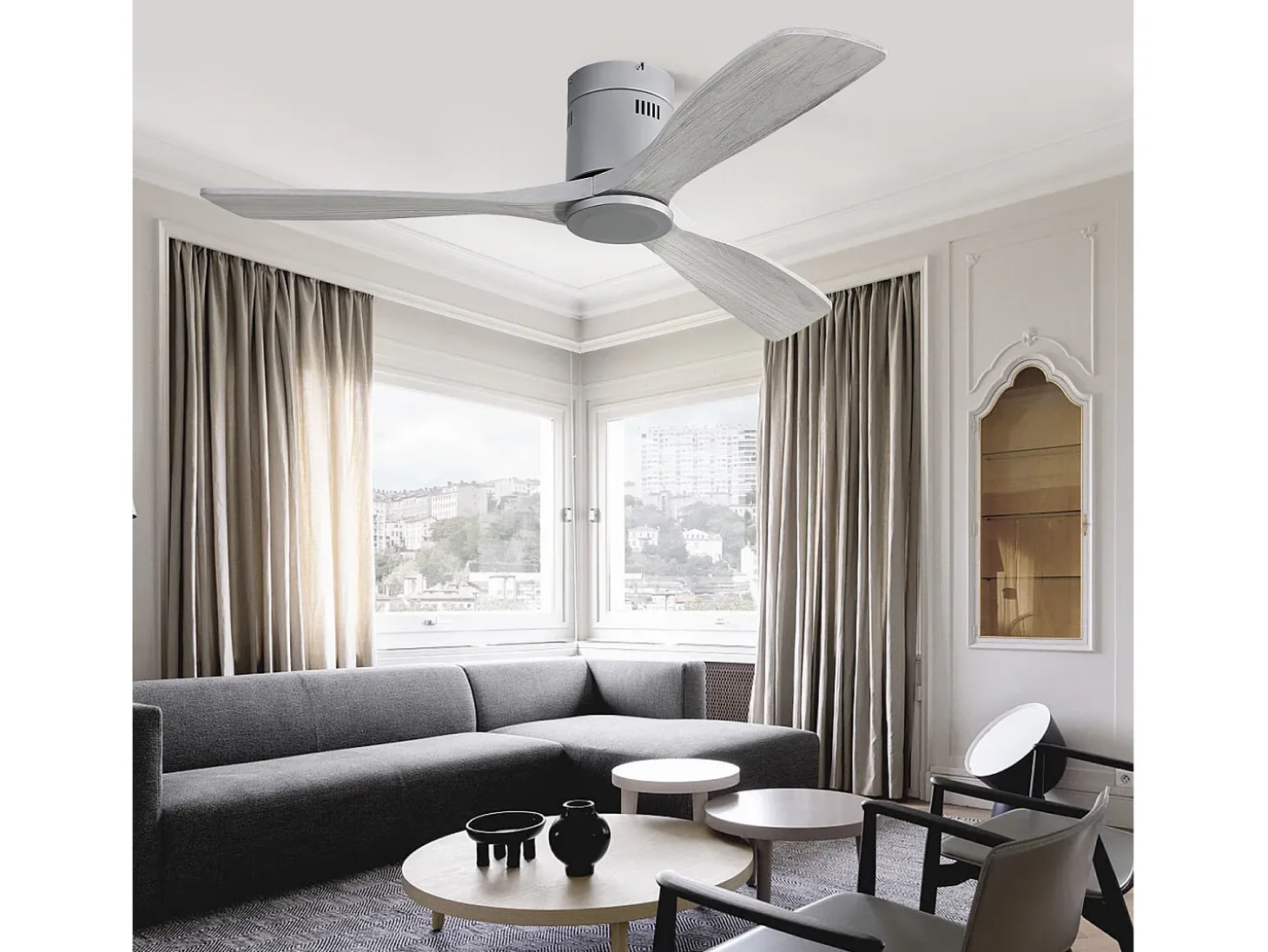 Ventilador de techo de 52 pulgadas - Ventilador de techo de 3 aspas con control remoto - 6 velocidades - para sala de estar y dormitorio