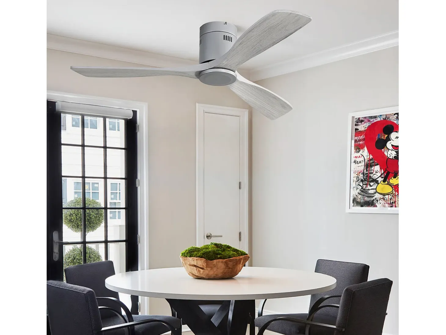 Ventilador de techo de 52 pulgadas - Ventilador de techo de 3 aspas con control remoto - 6 velocidades - para sala de estar y dormitorio