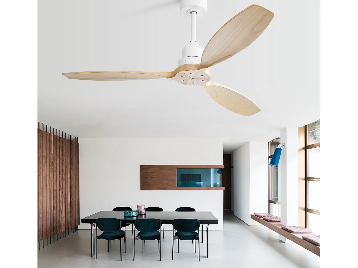 Ventilador de techo de madera de 52 pulgadas - Ventilador de techo con control remoto, 6 velocidades y 3 aspas - para sala de estar