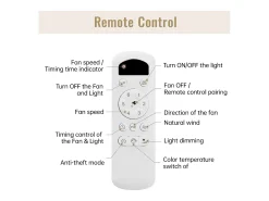 Ventilador de techo de madera - Ventilador de techo para sala de estar con 6 velocidades y 3 aspas de ABS - Iluminación LED