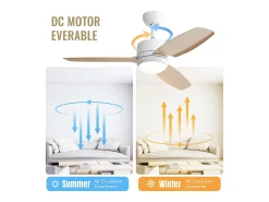 Ventilador de techo de madera - Ventilador de techo para sala de estar con 6 velocidades y 3 aspas de ABS - Iluminación LED