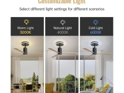 Ventilador de techo empotrable - 3 aspas ABS - con iluminación LED y mando a distancia - para dormitorio y salón